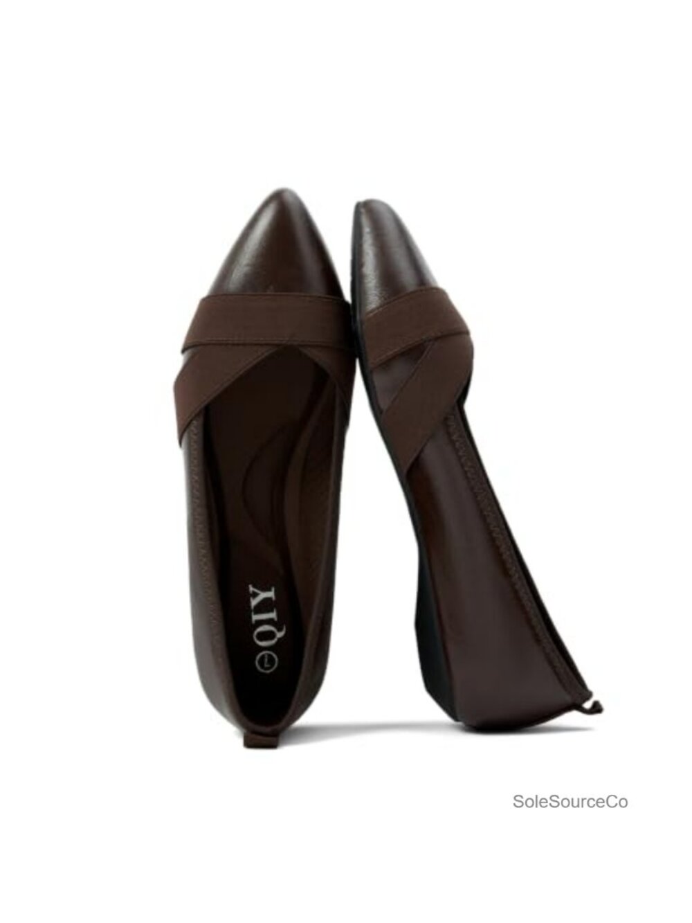 Women's Faux Leather Pointed Toe Slip On Flats Comfortable Dress Shoes